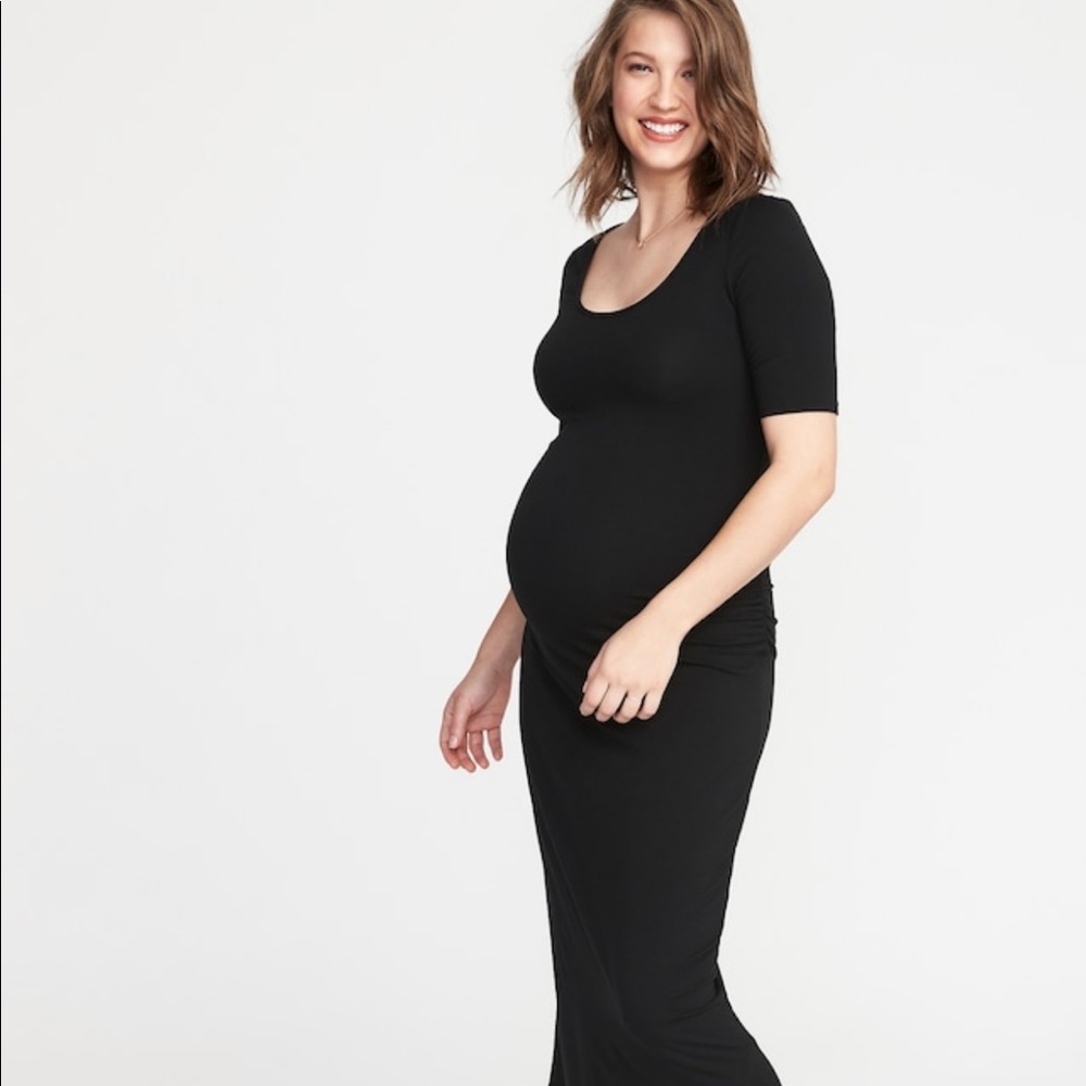 Maternity Jersey Elbow-Sleeve Maxi